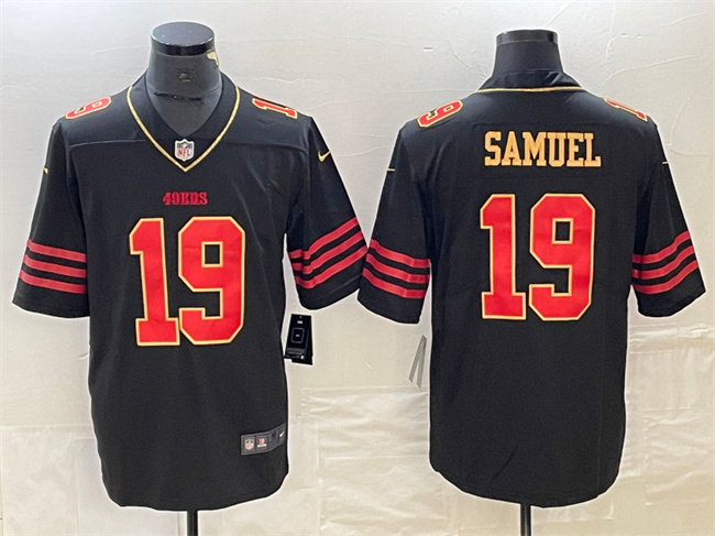 Men's San Francisco 49ers #19 Deebo Samuel Black Gold Stitched Jersey Men's San Francisco 49ers #19 Deebo Samuel Black Gold Stitched Jersey